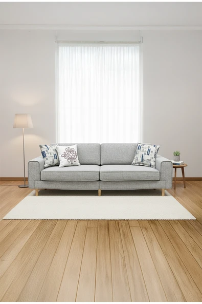 Rolivs Mokka Üçlü Doğal Doku Ti̇tani̇um Modern Kanepe ürün görseli 1