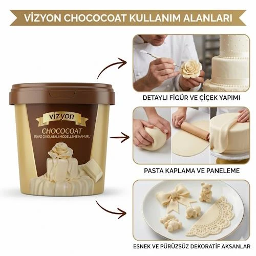 VİZYON CHOCOCOAT BEYAZ MODEL HAMURU 1 KG - Resim 2