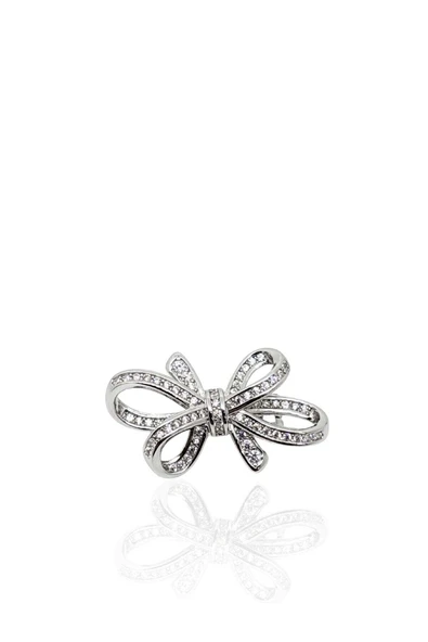 Beyaz Zirkon Taşlı Gümüş Fiyonk Broş 2.5x1.3cm [OYSFB011] ürün görseli 1