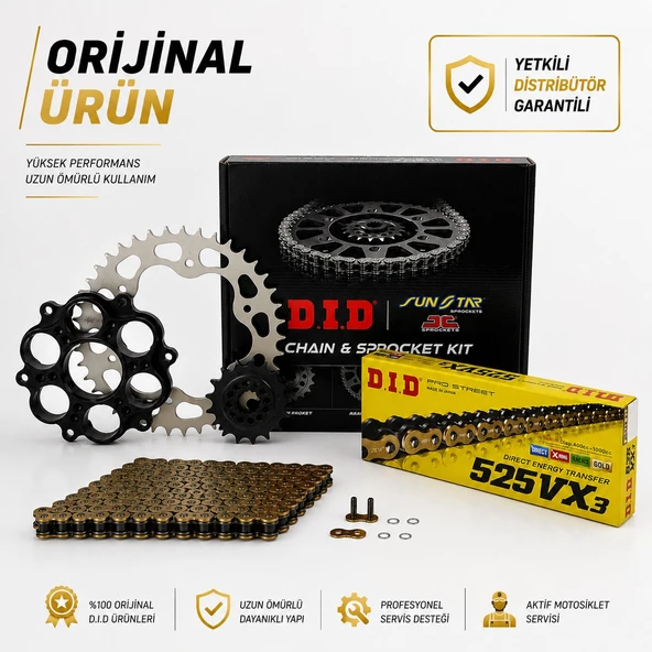 Dıd Ducati Monster 796 Zincir Dişli Seti (2011-2015) X-Ringli Zincir (Gold Renk) ürün görseli 1