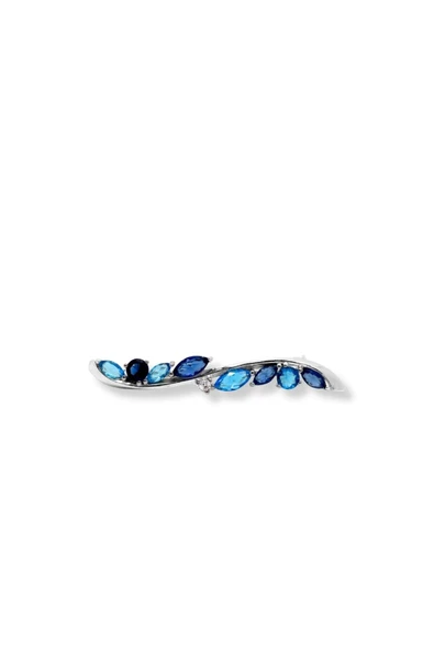 Safir Akuamarin Taşlı Gümüş Zarif Broş – 0.7x4.5 cm ürün görseli 1