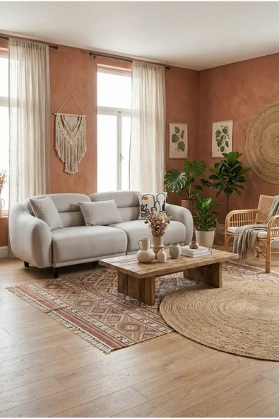 Rolivs Stella Üçlü Kadife Ay Taşi Gri̇ Modern Kanepe ürün görseli 1