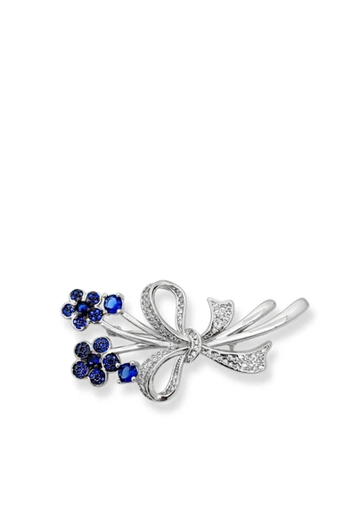 Safir Zirkon Taşlı Çiçek Demeti Gümüş Broş – 2.2x4.8 cm ürün görseli 1