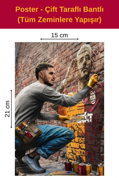 Organik Yolda Boya Yapan Aslan, Çift Taraflı Bantlı, Tüm Zeminlere Yapışır, (15 x 21 cm) ürün görseli 1