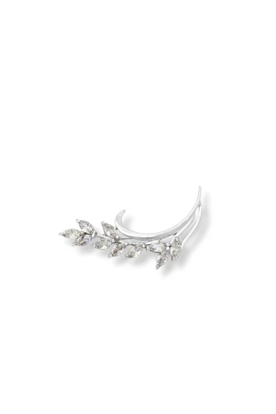 Baget Işıltılı Gümüş Yaprak Broş – 1.5x4.5 cm ürün görseli 1
