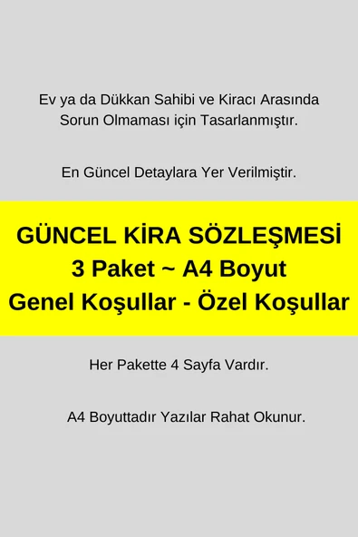 Organik Yolda 3 Paket, Güncel Detaylı, Kira Sözleşmesi. ürün görseli 1