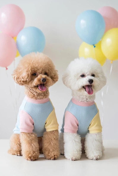 Bubbles Pastel Kedi Tişörtü | Cepli Şeker Renkli Yazlık Kedi Kıyafeti | Küçük ve Orta Irk Kediler İçin ürün görseli 1