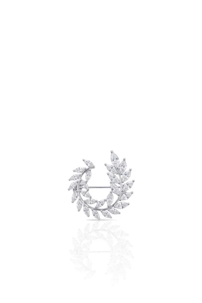 Markiz Taşlı Gümüş Defne Dalı Broş 2.5x2.5 cm [OYSY253] ürün görseli 1