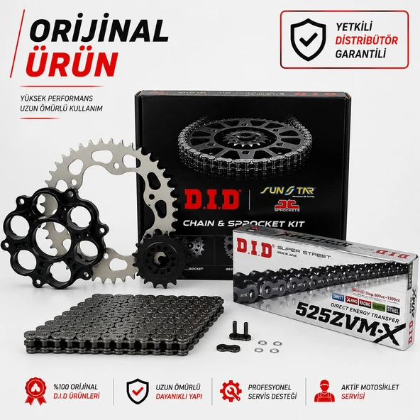 Dıd Ducati Hypermotard 796 Zincir Dişli Set (2010-2011) Zvmx Zincirli (Çelik Renk) ürün görseli 1