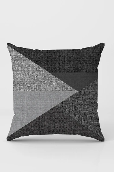 Füme Geometrik Desenli Çift Taraflı Kırlent Kılıfı KRL1123 ürün görseli 1