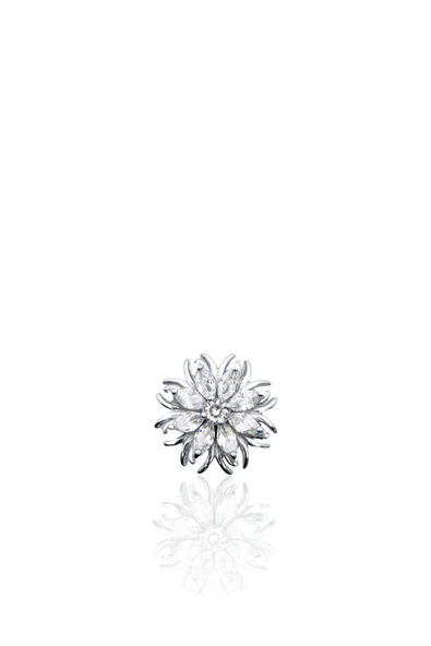 Minimal Baget Taşlı Gümüş Çiçek Broş – 1.7x1.7 cm ürün görseli 1