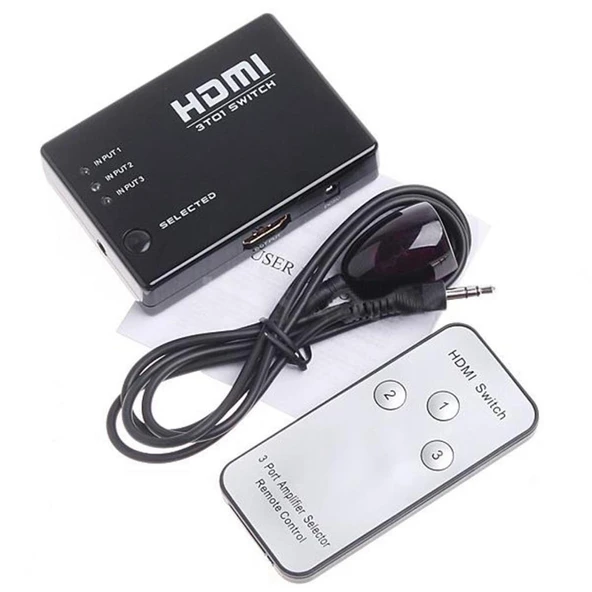 3 Port Hdmi Switch Çoklayıcı Çoğaltıcı Kumandalı ürün görseli 1