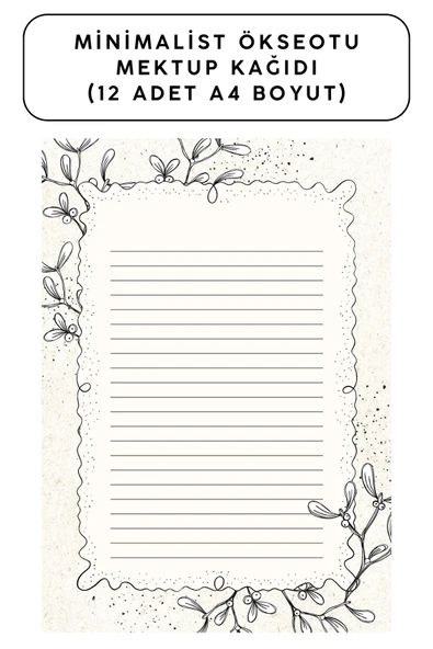 Organik Yolda Minimalist Ökseotu Mektup Kağıdı (12 Adet A4 Boyut) ürün görseli 1