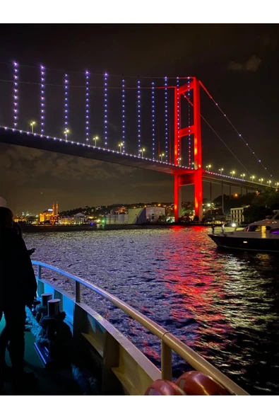 Fiery Night İstanbul Köprü Manzarası A4 Fotoğraf Baskısı 1 ürün görseli 1