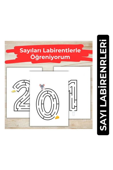 Organik Yolda Sayıları Labirentlerle Öğreniyorum (21 Sayfa A4 Boyut) ürün görseli 1