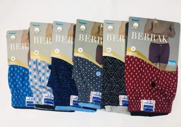BERRAK 1054 ERKEK DESENLİ PAMUKLU BOXER 12 ADET ürün görseli 1