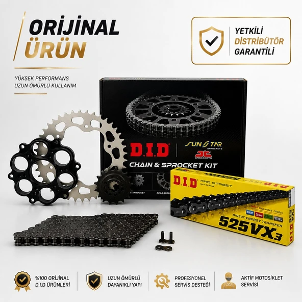 Dıd Ducati Hypermotard 796 Zincir Dişli Set (2012) X-Ringli Zincir (Çelik Renk) ürün görseli 1