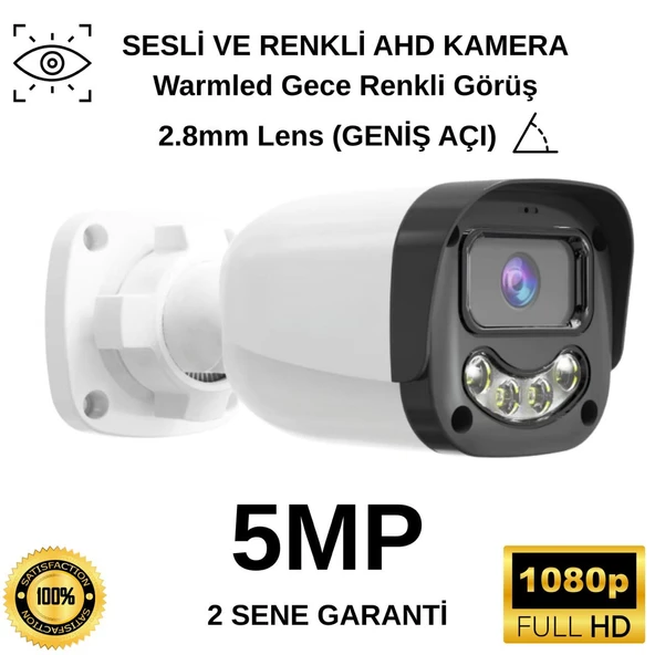 HM-1068 Renkli ve Sesli AHD 5MP 2.8mm Lens Bullet Kamera ürün görseli 1