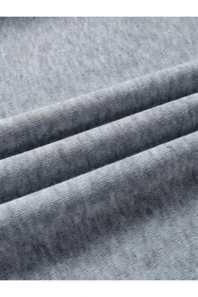 Organik Yolda Kapüşonlu Oversize Sweatshirt Gri - Resim 5