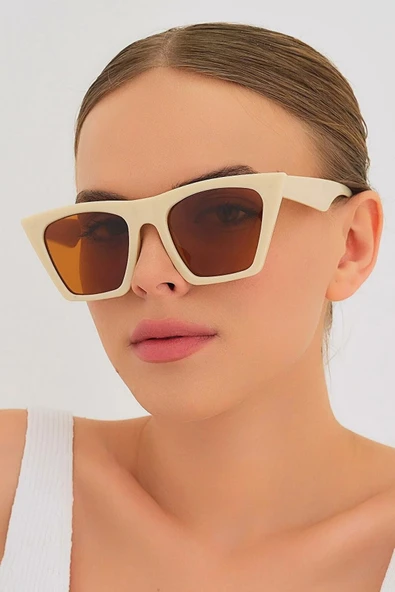 Kadın Güneş Gözlüğü Krem Cat Eye 1009 ürün görseli 1
