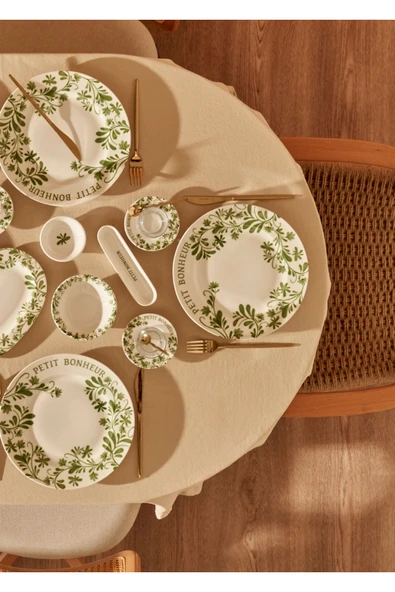 Bella Maison Petit Bonheur Porselen 44 Parça Yemek Ve Kahvaltı Takımı Yeşil ürün görseli 1