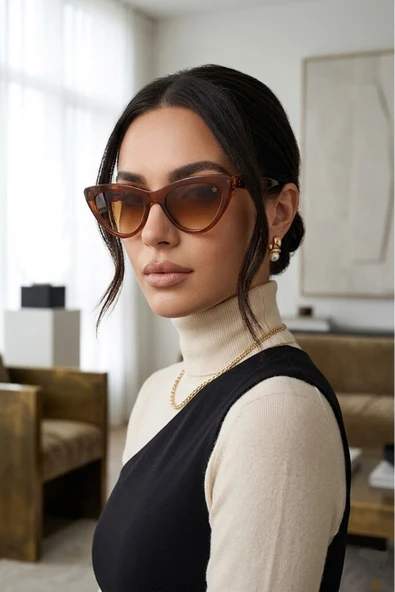 Cat Eye Güneş Gözlüğü Kahverengi 1010 ürün görseli 1