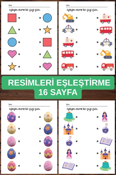 Organik Yolda Resimleri Eşleştirme, 16 Sayfa, Eğitici Sayfalar. ürün görseli 1