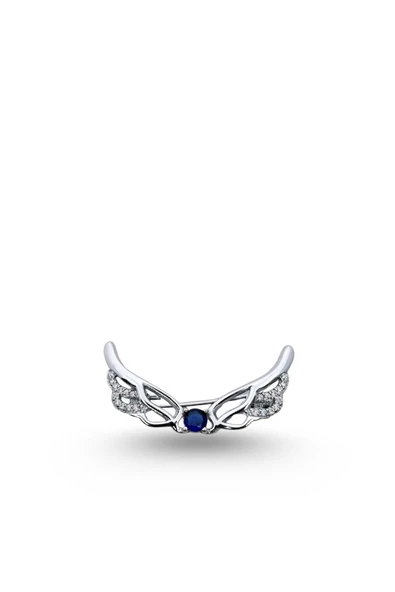 Safir Taşlı Melek Kanadı Gümüş Broş – 3x1.7 cm ürün görseli 1