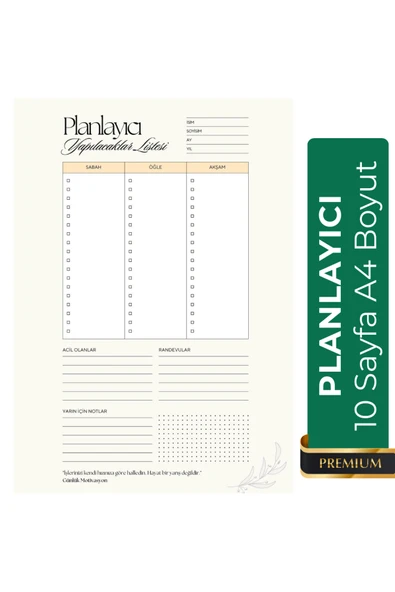 Organik Yolda 10 Adet Planlayıcı A4 Boyutundadır ürün görseli 1