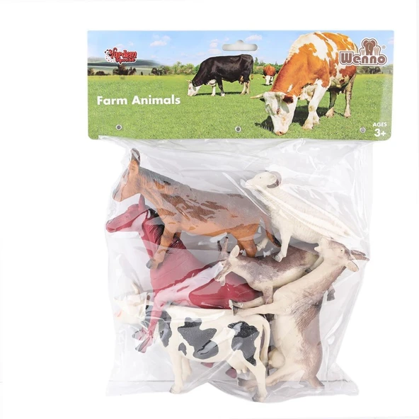 SH-9001-Vardem Poşetli 6Pcs 8 İnch  Çiftlik Hayvan ve Dinozor Set ürün görseli 1