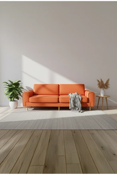 Rolivs Mokka Üçlü Kadife Ateş Taşi Modern Kanepe ürün görseli 1