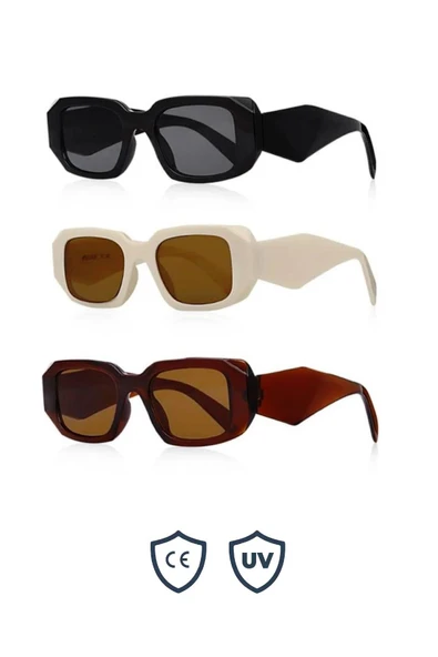 Uv400 Koruyucu Unisex Güneş Gözlüğü 3 Lü Set 1038 ürün görseli 1