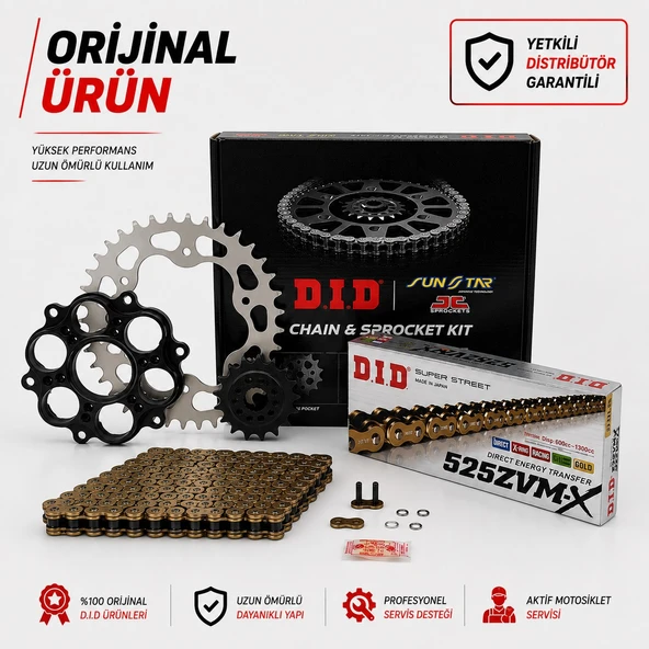 Dıd Ducati Hypermotard 796 Zincir Dişli Set (2010-2011) Zvmx Zincirli (Gold Renk) ürün görseli 1