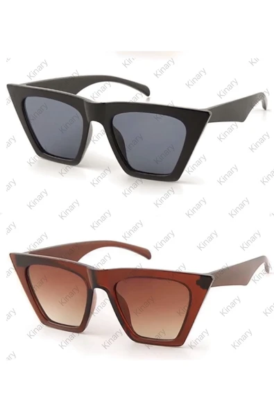 Uv400 Kadın Güneş Gözlüğü 2’li Set 1009 Siyah&kahve Rengi ürün görseli 1