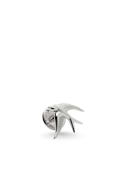 Minimal Cilalı Kırlangıç Gümüş Rozet/Broş 1.9x1.5cm [OYSKRB015] ürün görseli 1