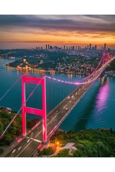 Fiery Night İstanbul Köprü Manzarası A4 Fotoğraf Baskısı 6 ürün görseli 1
