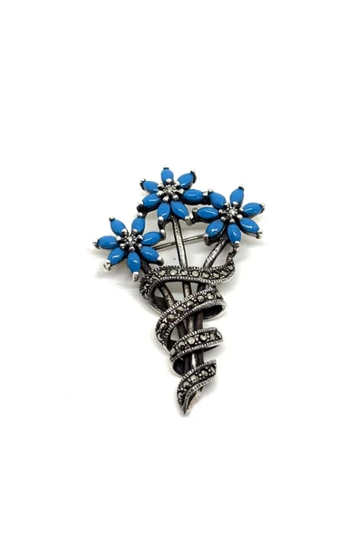 Gümüş Çiçek Bahçesi Koleksiyonu 5.2x3.5 cm- Gümüş Çiçek Broş Modelleri ürün görseli 1
