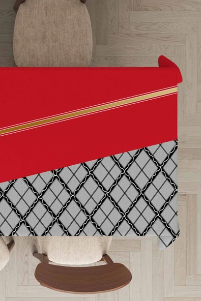 Kırmızı Ekoseli Dokuma Leke Tutmaz Masa Örtüsü MSO501 ürün görseli 1