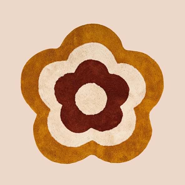 Soft Flower Tufting Banyo Paspası - Renkli - 90x90 cm ürün görseli 1
