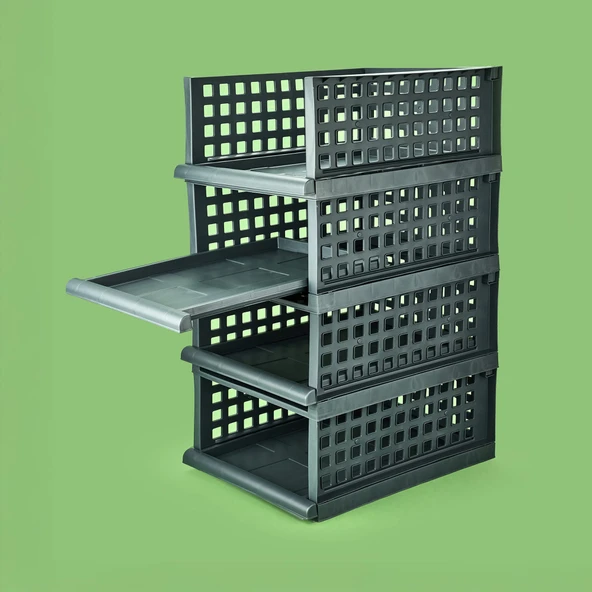 Maxi 4'lü Set Akıllı Raf - Antrasit - 34x45x18 cm - Resim 3
