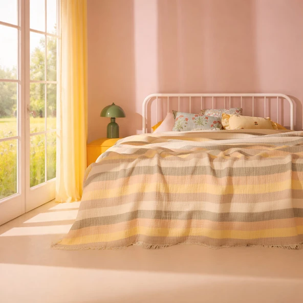 Soft Pastela Çift Kişilik Yatak Örtüsü - Renkli - 200x230 cm ürün görseli 1