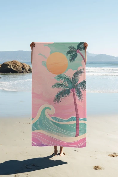 Dijital Baskı Plaj Deniz Havlusu 80 X 160 cm Peştamal HVL0268 RENKLİ 80 X 160 ürün görseli 1
