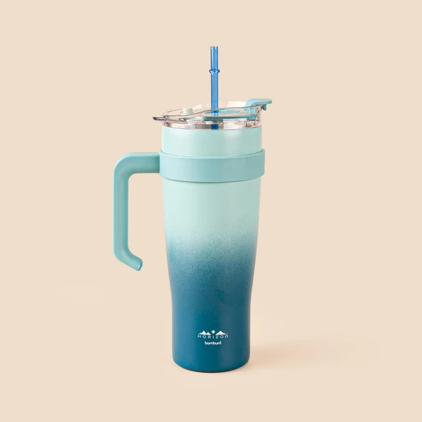 Horizon Pipetli Termos Bardak - Lacivert - 1 lt ürün görseli 1