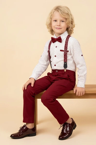 Erkek Çocuk 4'lü Takım Set (Pantolon+Gömlek+Askılı Kemer+Papyon) 12660 ürün görseli 1