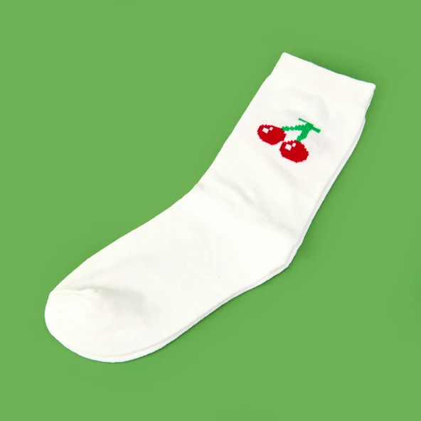 Soft Cherry Çorap - Ekru - Resim 2