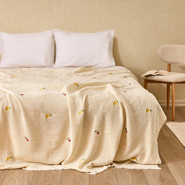 Soft Sorbetto Çift Kişilik Pike - Ekru / Renkli - 220x240 cm ürün görseli 1