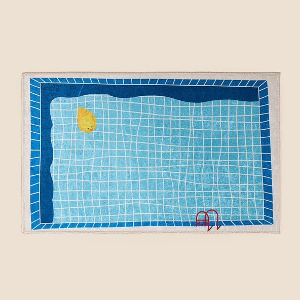 Soft Havuz Desenli Banyo Paspası - Mavi - 50x80 cm ürün görseli 1