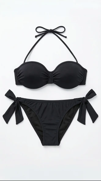 Siyah Çok Dar Kalıp Içi Boş Kap Bikini Takımı ürün görseli 1