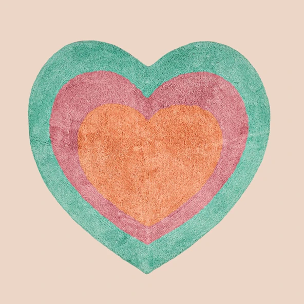 Soft Heart Tufting Banyo Paspası - Renkli - 90x90 cm ürün görseli 1