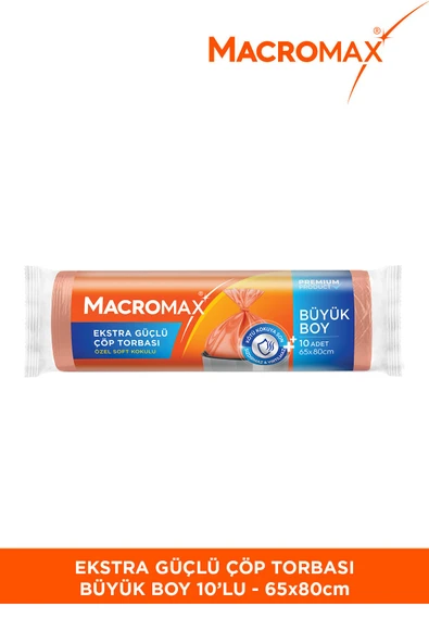 Ekstra Güçlü Çöp Torbası Büyük Boy (65x80 cm), Soft Kokulu 10 Adet ürün görseli 1